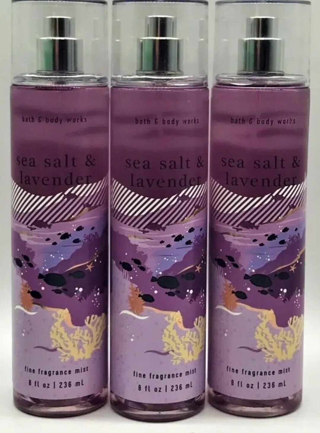 3 SEA SALT and LAVENDER 8oz Fine Fragrance Mist bath body Spray