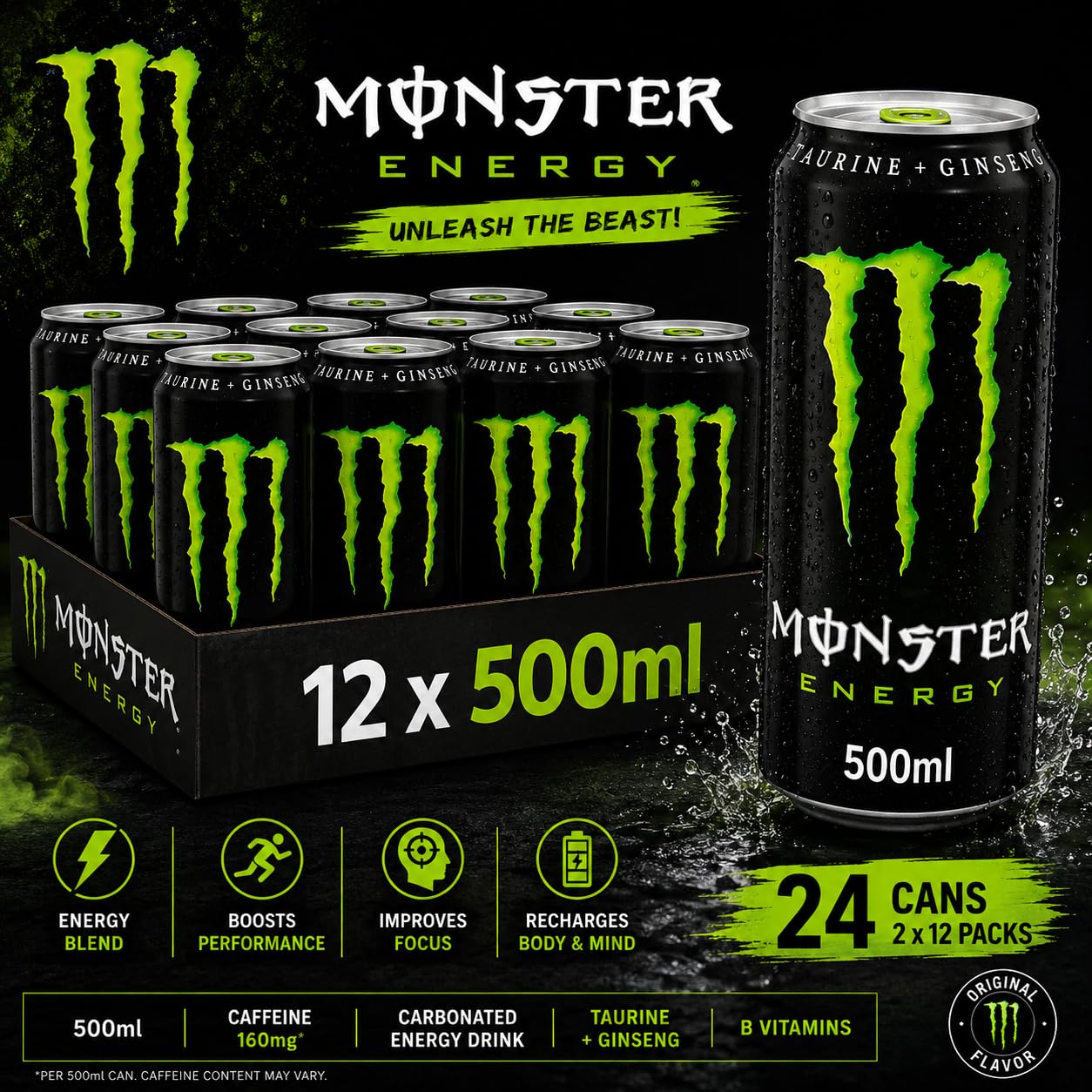 Monster Energy - Lata de bebida energética (500 ml, 24 unidades)