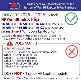 mCover Case ONLY Compatible for 16 2025+ HP OmniBook X Flip 16-ASx 16-AUx 16-ARx 16-BEx 2-in-1 Windows Laptop PC (NOT Fitting Other HP Models)- Aqua