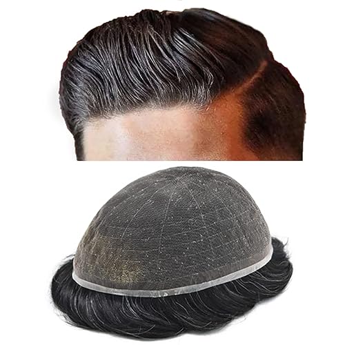 Miniatura 8 de Sistema de cabello de encaje para hombres, sistema de reemplazo de postizos, tupé para hombres, pieza de cabello humano Remy, protesis capilar para