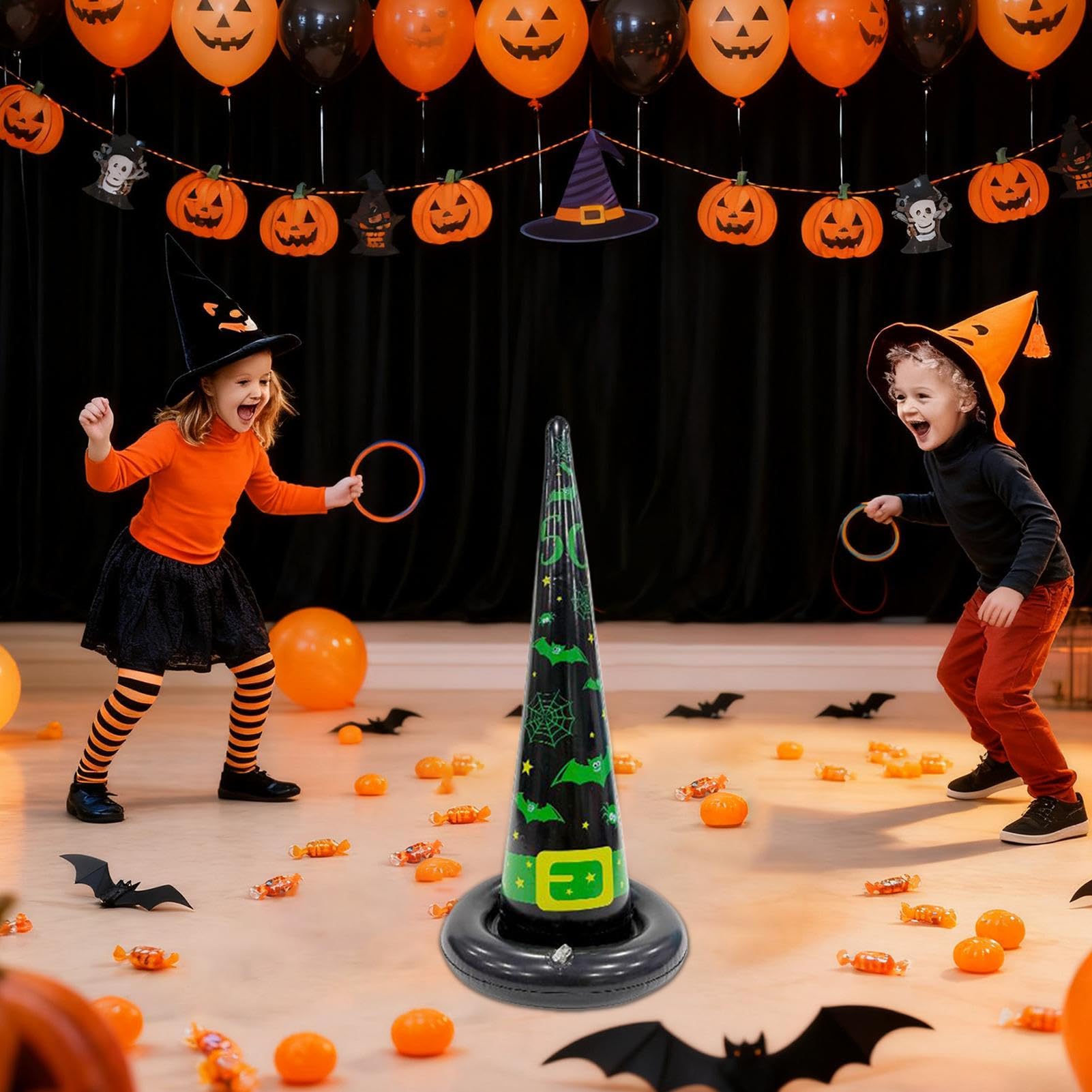 Jeu De Lancer D'Anneaux Halloween pour,avec 4 Anneaux De Lancer Jouets Amusants d'halloween - Jouet De Projection pour Adultes Fête,pour Garçons Filles Adultes Adolescents Famille