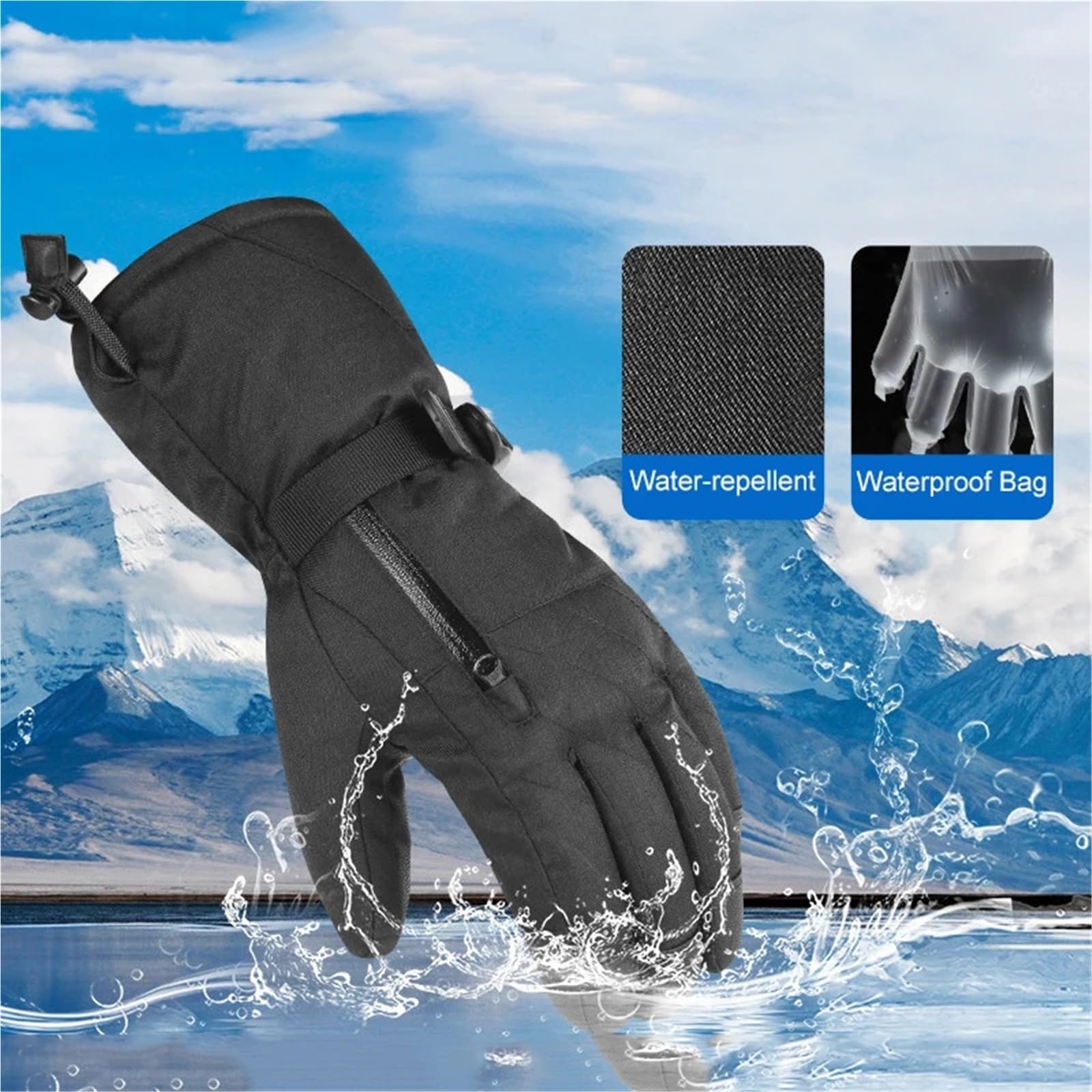 Guantes de esquí cálidos Invierno Impermeables for Hombres y Mujeres, for Snowboard, Motos Nieve, Motocicletas, Pantallas táctiles, muñecas para Clima Frio