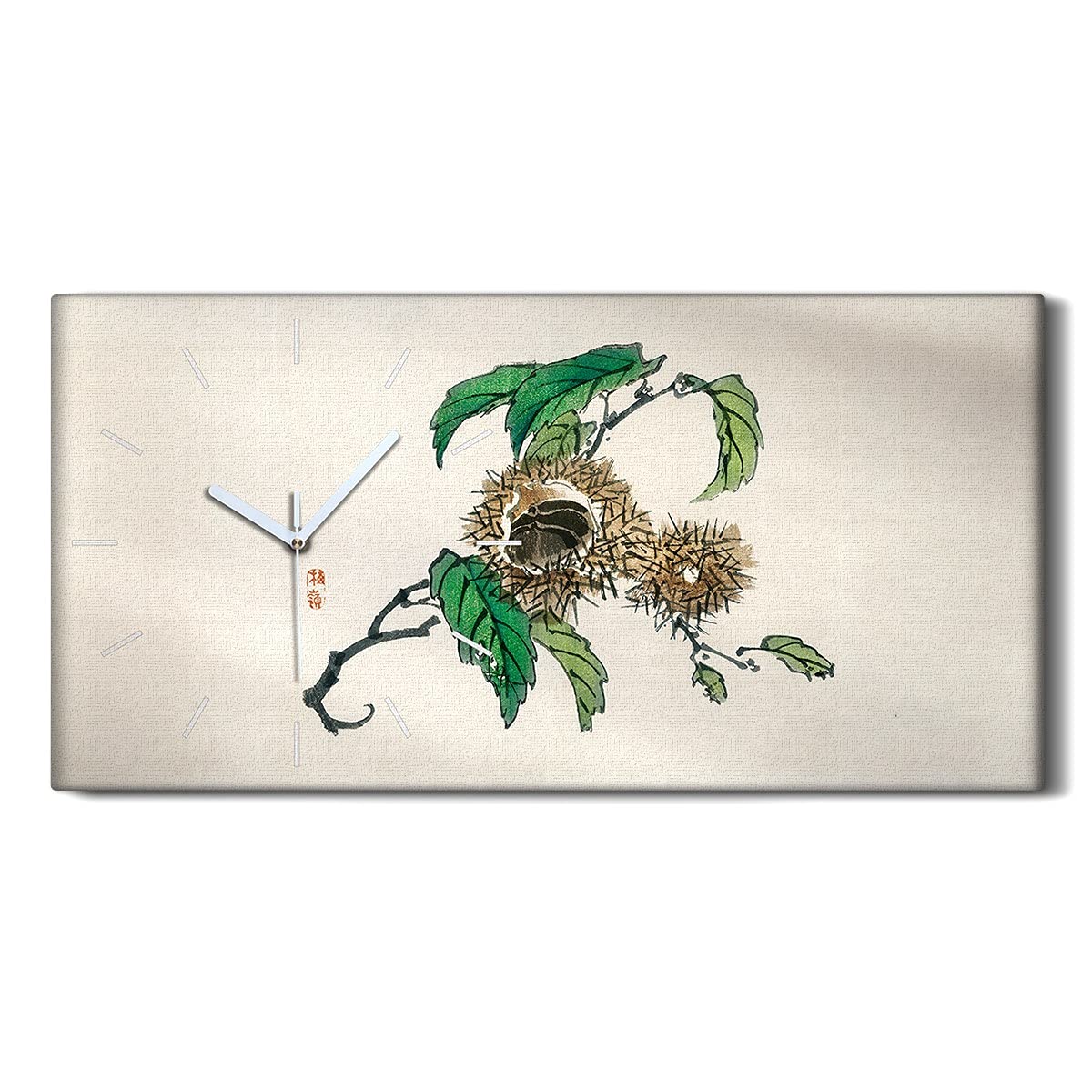 Horloge sur Toile Silencieuse Branches Asiatiques - Art Mural Apaisant pour Salon et Chambre