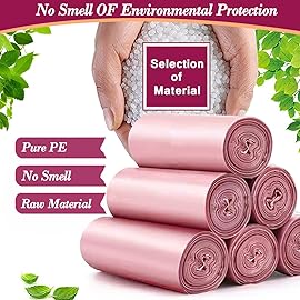 4 Gallon/180pcs Small Pink Trash/Garbage Bags, Strong, Bathroom Can Bin Liners, Plastic for Home Bedroom Office, Waste Basket Liner, Fit 12-15 Liter, 3,3.5,4,4.5 Gal (Pink 180