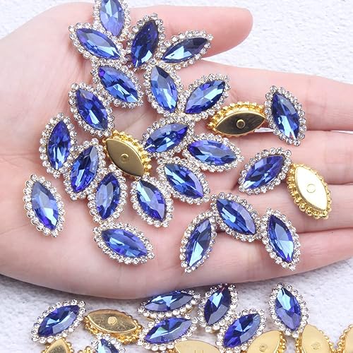 30 unidades de diamantes de imitación de cristal de cristal con parte trasera plana de 0.27 x 0.69 pulgadas (0.276 x 0.591 in) para vestido, bolsa,