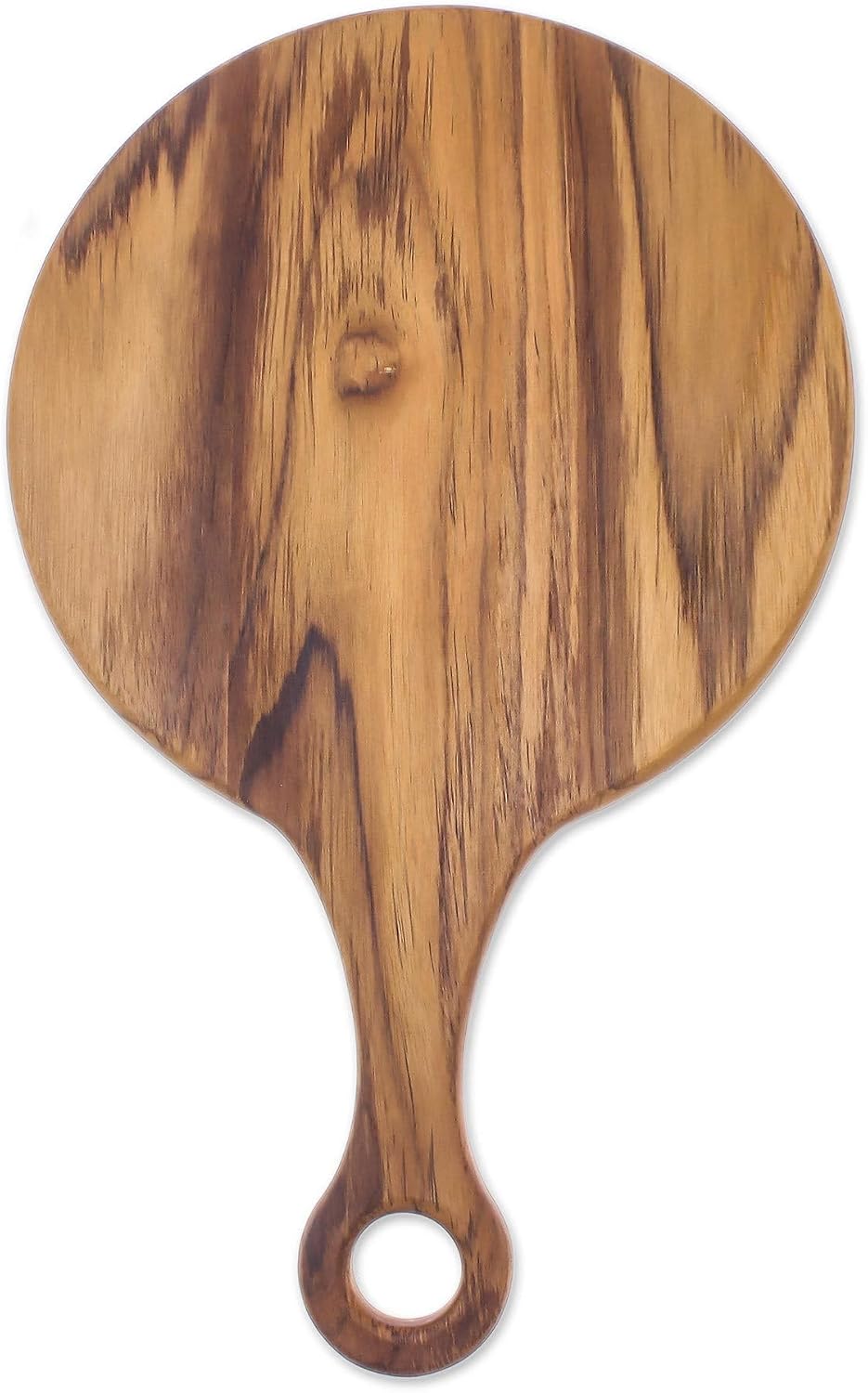 NOVICA Artisan Handcrafted Teak Wood Cutting Board Circular Thailand Brown Tableware Kitchen Accessories Boards [15.25in L x 9.5in W x 0.7in D] ' Cook with Passion'
