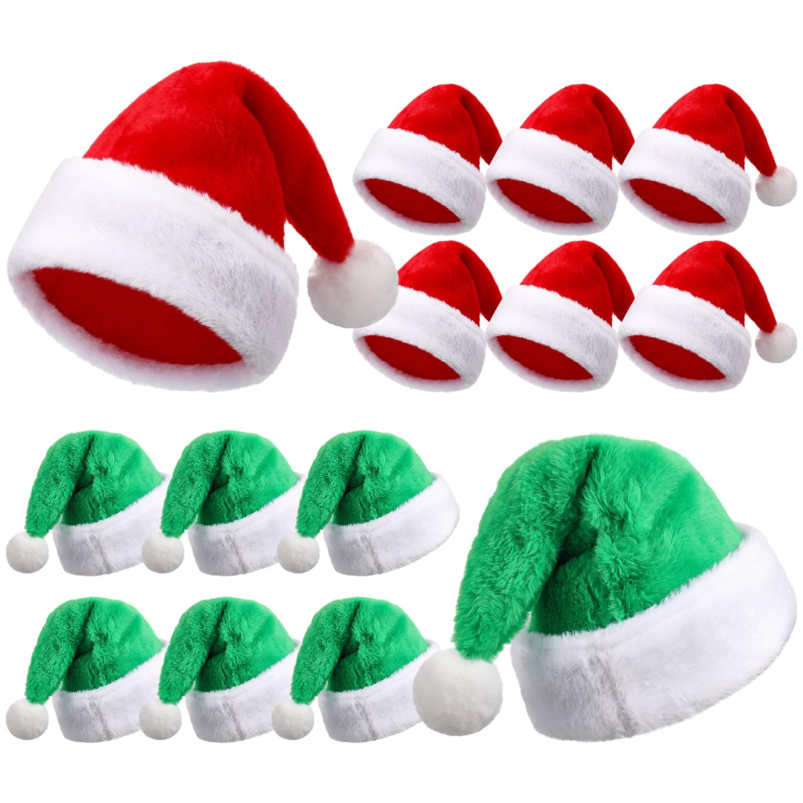 Geyoga Lot de 12 bonnets de Père Noël unisexe en velours avec bordure en fourrure pour homme et femme
