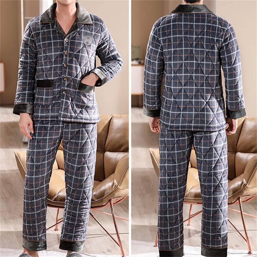 Amazon.co.jp: 冬のメンズフリース肥厚パジャマ中年および高齢者の