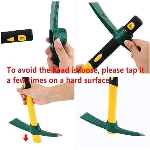 Miniatura 4 de ZOENHOU Paleta sólida de 15 pulgadas, púa de jardín forjada, herramientas manuales para agricultura de mattock con mango de fibra de vidrio