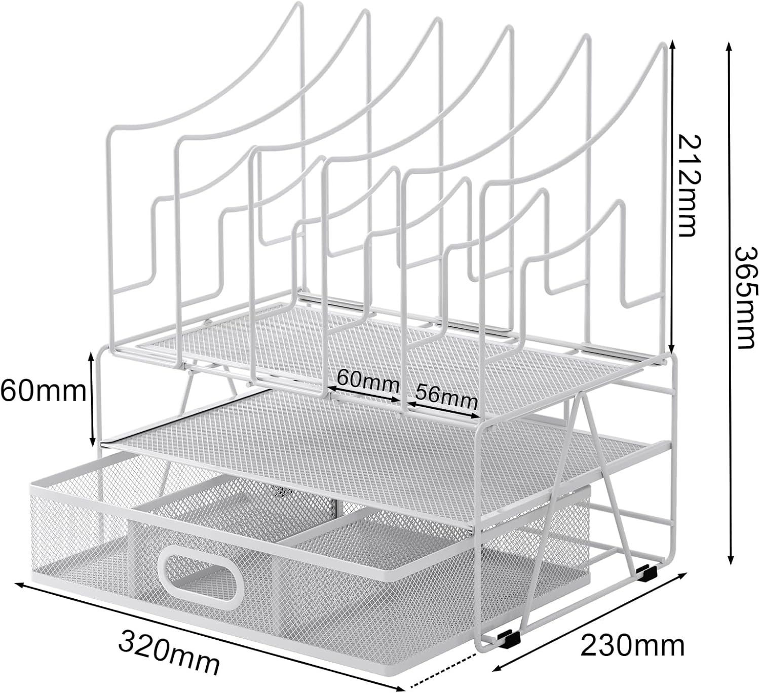 EasyPAG 3 Tier Desktop A4 Office Mesh Desk Tidy File Holder Paper Organiser Magazine Storage Filing Rack with Stationery Drawer,White 3 7188XQyFH9L. AC SL1500