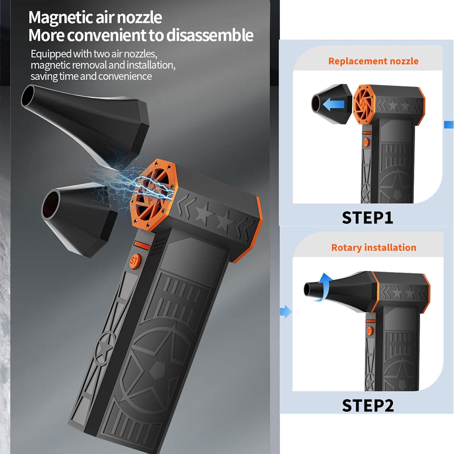 2026 Upgrade 5000W Snow Blower, Frostblazer 5000W Souffleuse à Neige, Dégivreur à Air Chaud Portable 3 Vitesses, Rechargeable Deneigeuse sans Fil, Mini Souffleuse à Neige Thermique pour Voiture