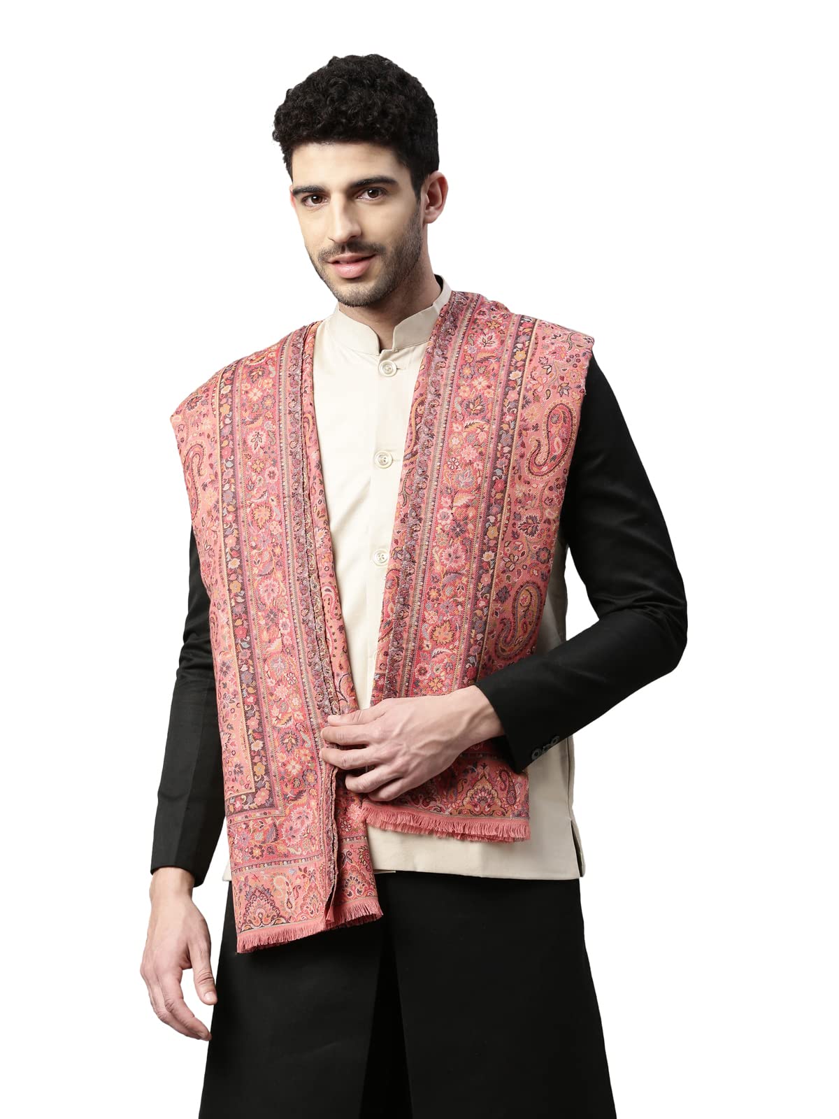 pashmoda Men Kaani Stole, Authentic Kashmiri Luxury Pashmina Style Shawl, Stole, Small Size Gents Lohi, (Size71X203 CM)-picture-26