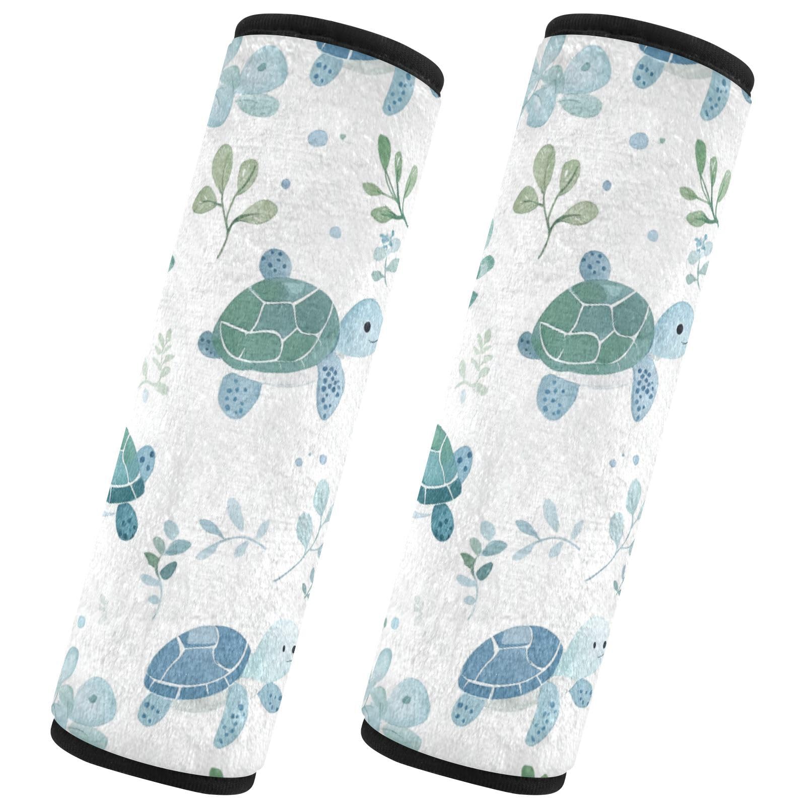Seat Belt Covers 2 Pack Turtles Car Seat Strap Covers Super Soft Blue Green Car Seat Neck Cover for Boys Girls Adults Babies M