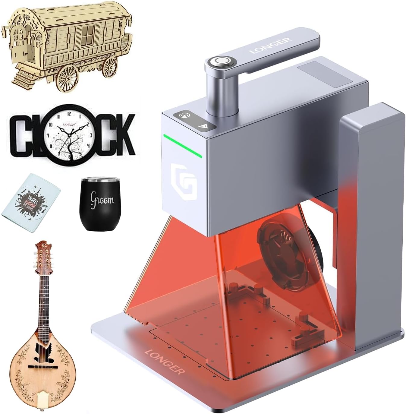 Longer Nano Portable 6W Laser Engraver, 6000mW Output Laser Cutter Machine, DIY Engraver Tool for Wood, Acrylic, Leather, Cloth, Metal, Ceramics,5000mm/s High-Speed