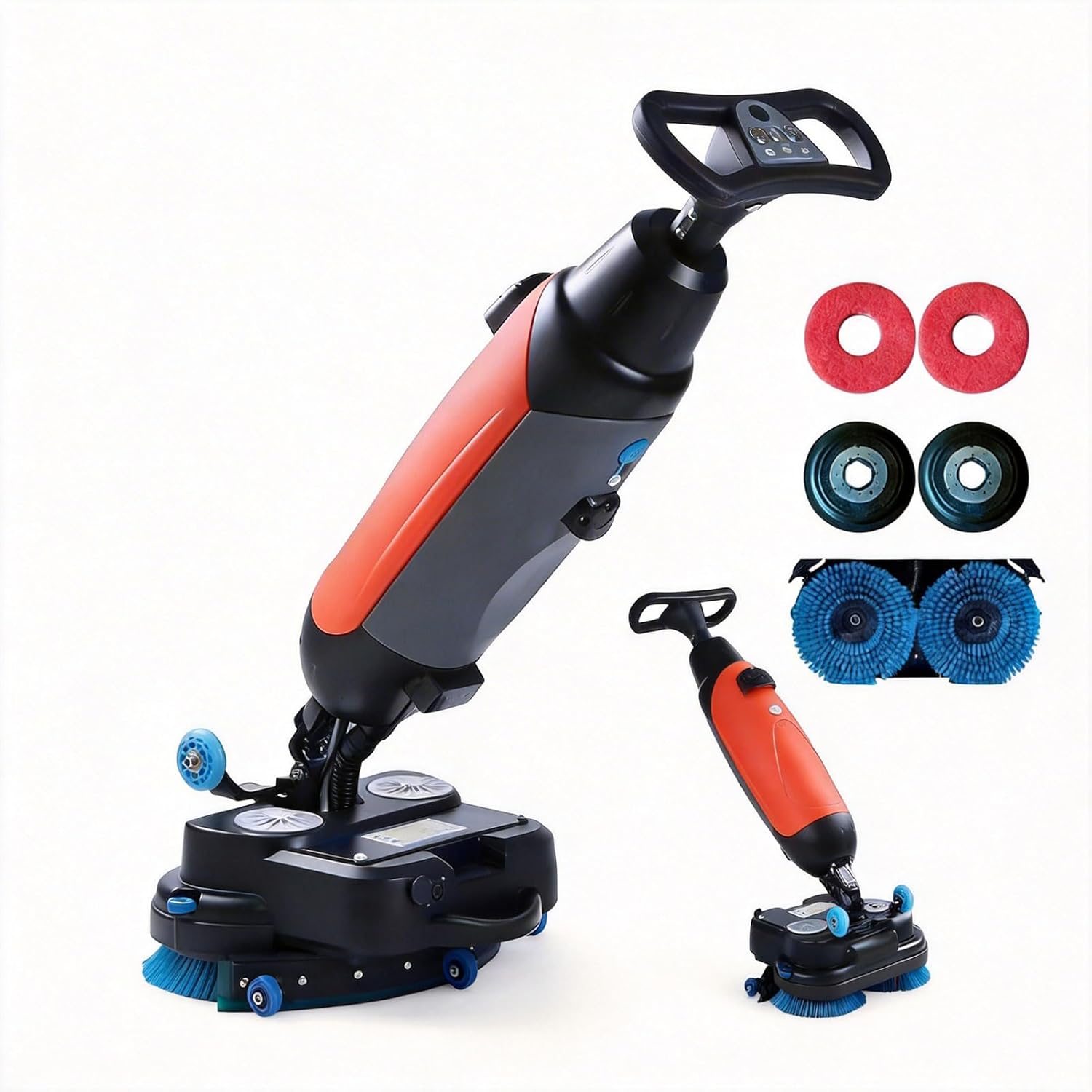 17" Commercial Floor Scrubber Machine, Heavy Duty Floor Buffer Polisher and Cleaner with 360° Rotating Brushes, 13000 Sqft/H Coverage, for Large Areas