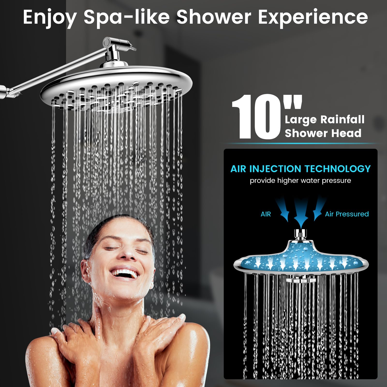 FEELSO 10 High Pressure Shower Head Combo