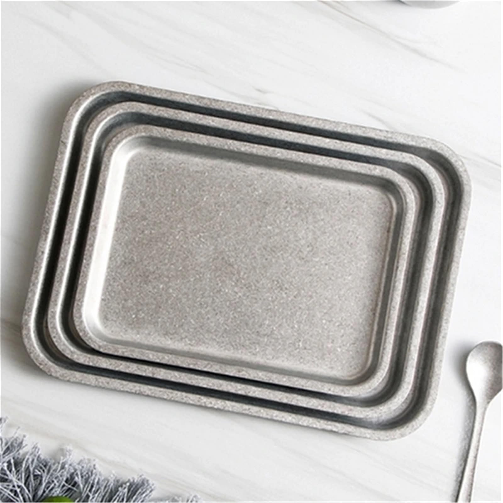 4 vassoi quadrati in acciaio inox for alimenti, for dessert, bistecche, colazione, piatti da portata per Cucina(25cm)
