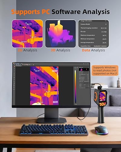 Miniatura 4 de Tadeto Cámara térmica infrarroja, cámara de imágenes térmicas con puntero láser, cámara IR 120* 90 con resolución estupenda de 320* 240 con 9