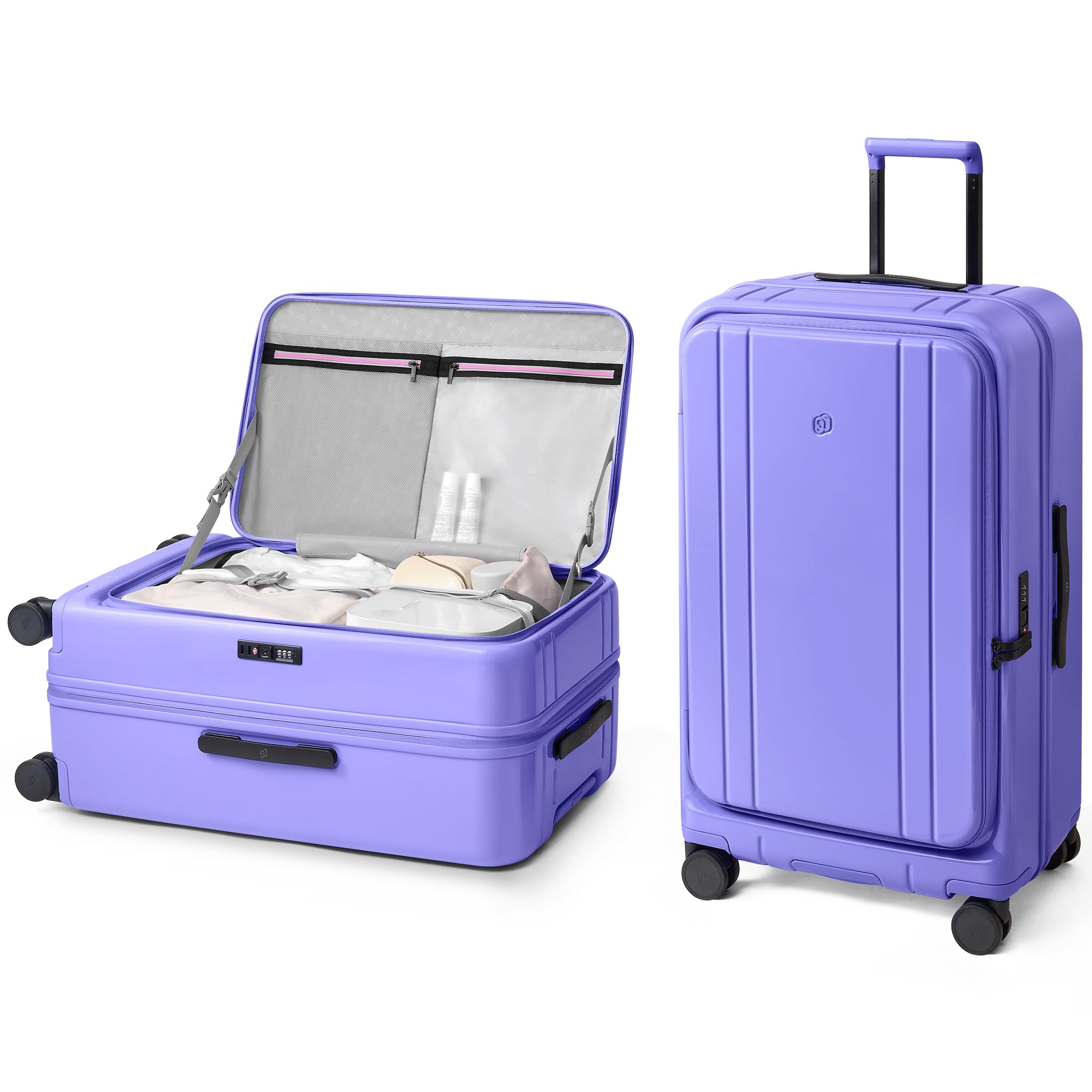 NINETYGO Large Checked Luggage 28 Inch, Top Opening Luggage Checking In Luggage, Expandable, PC Hard Shell, Larger Capacity Checked, TSA Lock, 360° Spinner Wheels (Purple,HBP)