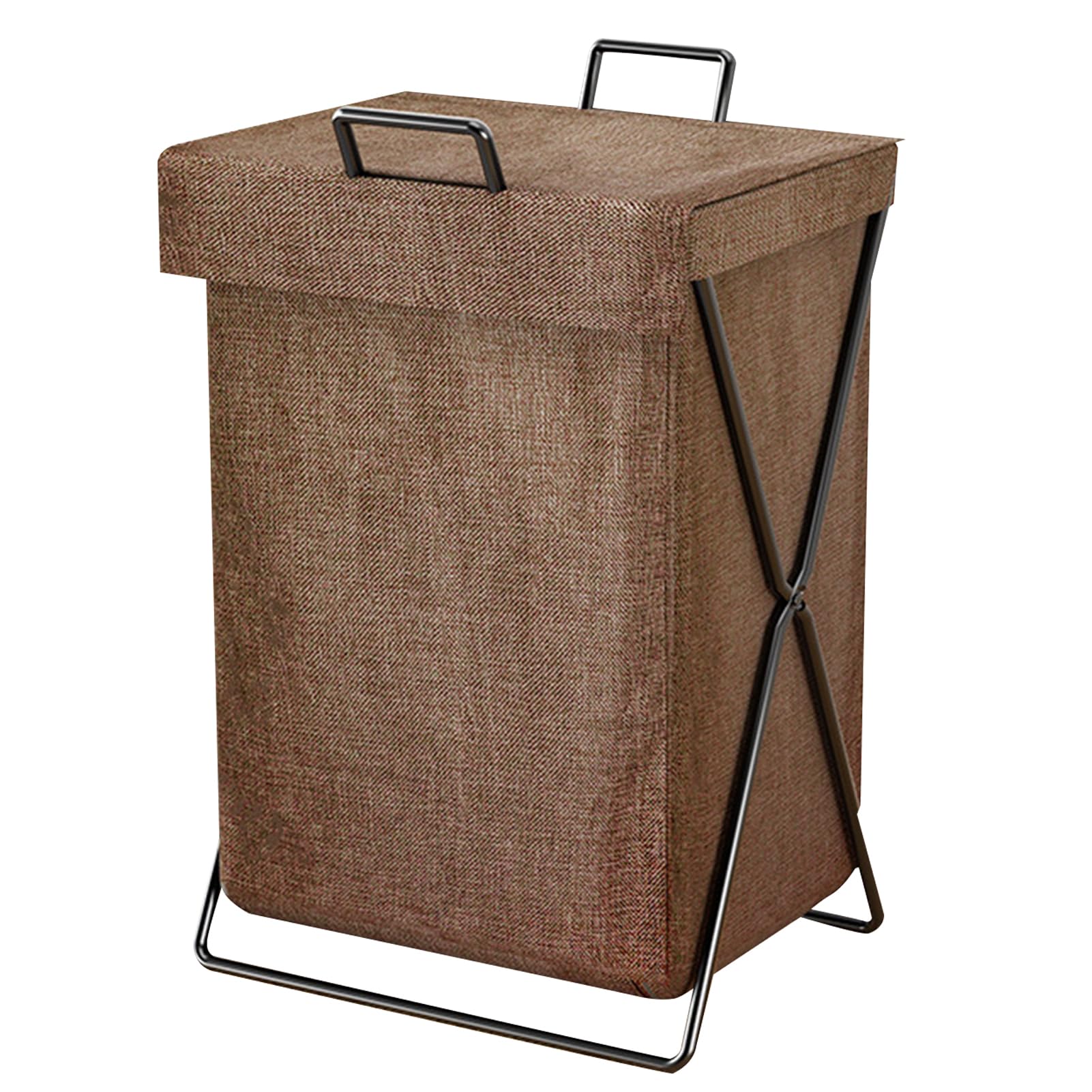 Beauenty Collapsible Laundry Baskets with Lid,Foldable Multi-functional Laundry Hamper,Waterproof Large Capacity Dirty Clothes Storage Baskets,Slim and Breathable (Brown)