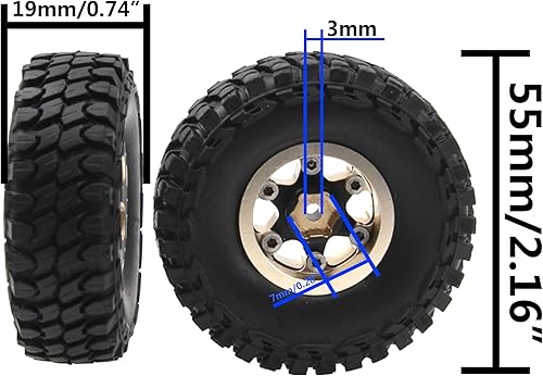Miniatura 7 de 4 llantas de latón ShareGoo 1.0 Beadlock y neumático de goma de 2.16 pulgadas con espuma compatible con Axial SCX24 AXI90081 AXI0001 AXI0002 124 RC