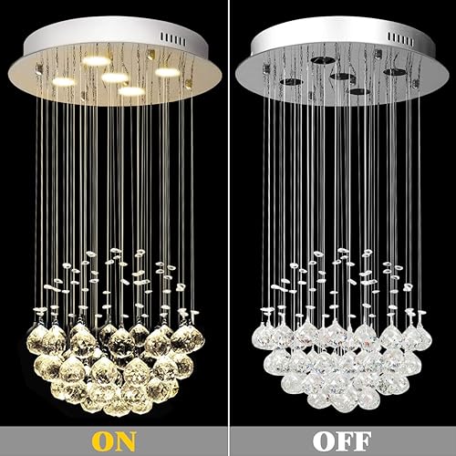 Miniatura 6 de Tangkula Moderno candelabro de cristal K9, lámpara de techo LED de montaje empotrado para sala de estar, comedor y dormitorio, 5 luces GU10