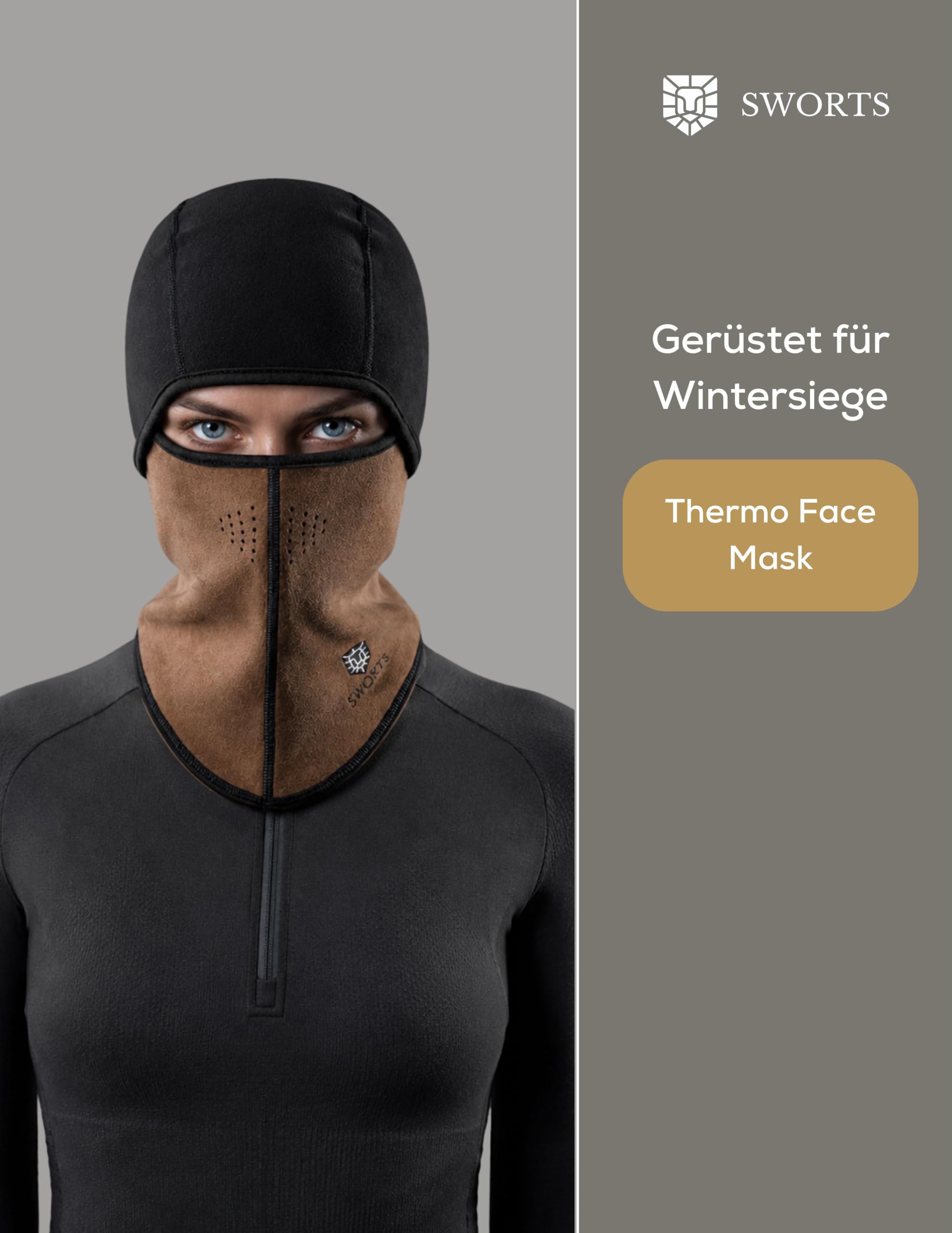 Cagoule thermique unisexe avec pores respiratoires pour sports d'hiver I Masque de ski en polaire ultra douce, marron, taille unique