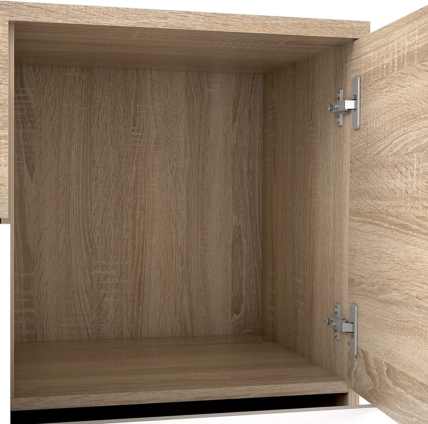 AVANTI TRENDSTORE - Fadia - Comò con 2 ante e 4 cassetti in legno trucciolato, disponibile in due colorazioni. Misura LAP 124,9x95,9x41,3 cm (quercia Sonoma/bianco)