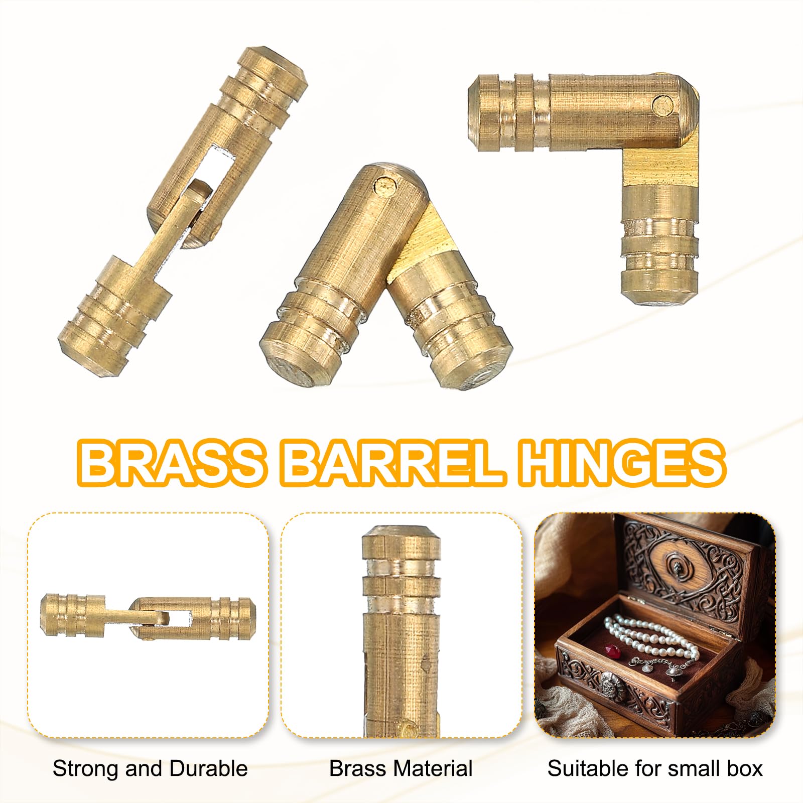 PATIKIL Hidden Brass Barrel Hinges 1"x0.2" - Image 3