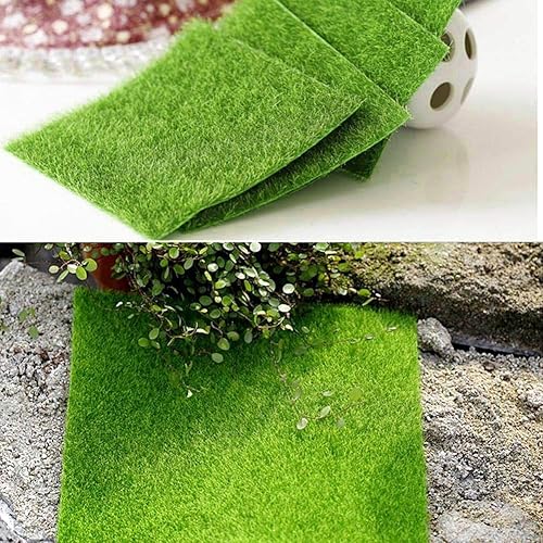 Aatraay Alfombra de césped artificial entrelazada para jardín, bonsái, hogar, acuario, césped artificial, decoración de bricolaje (como se muestra)