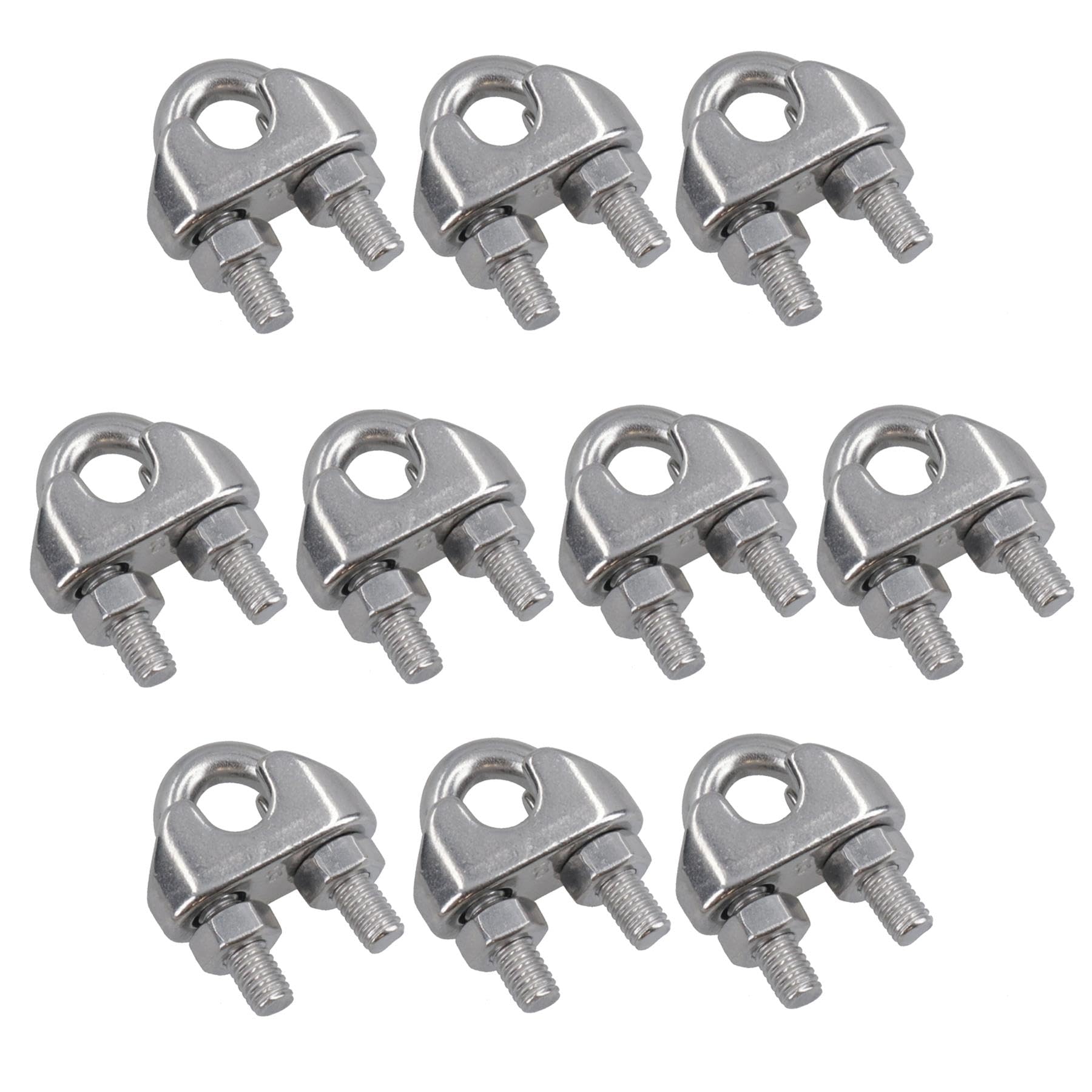 8mm Wire Rope/Cable Grip/Clamp Stainless Steel 316 Marine Grade 10 Pack