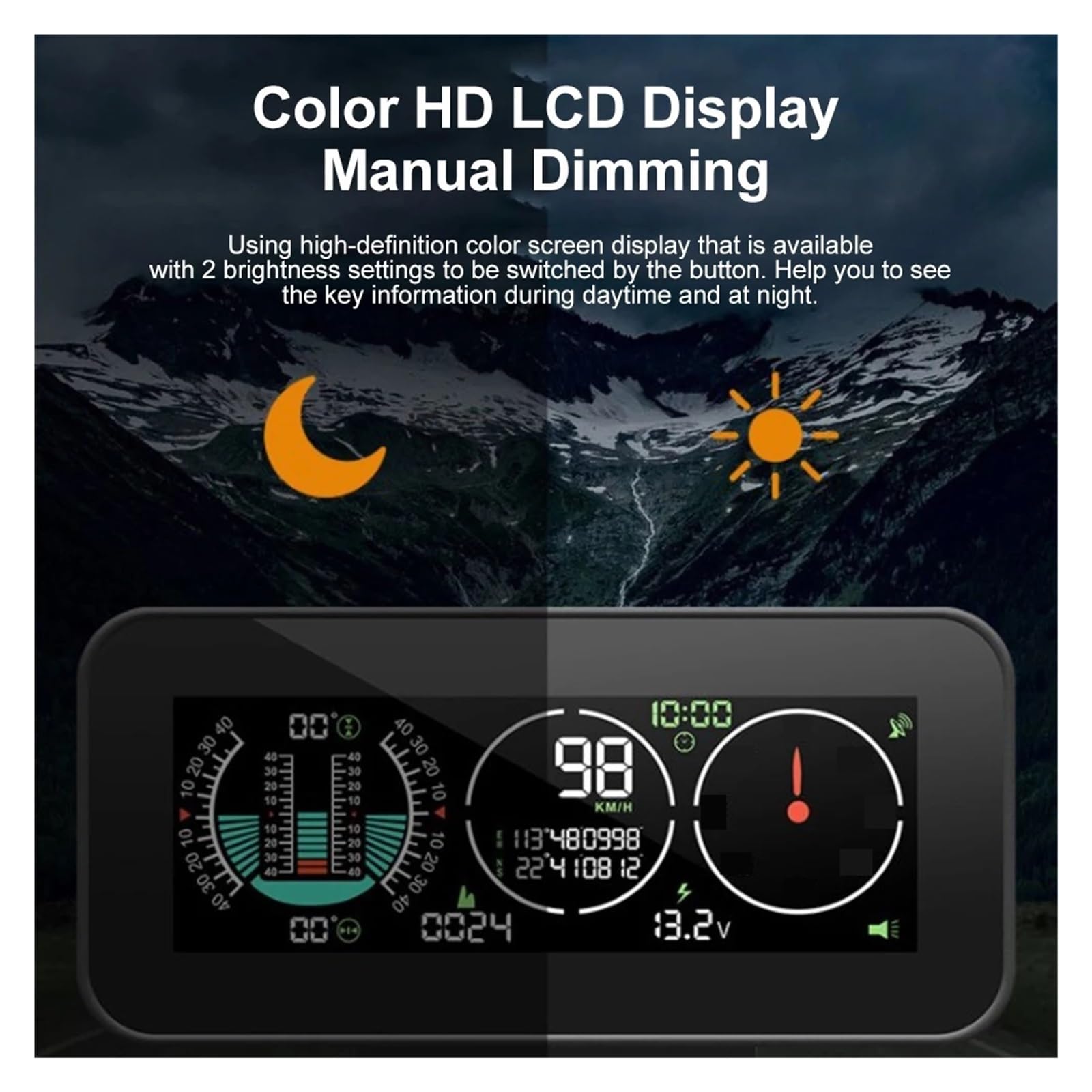 Velocímetro GPS, Accesorios Todoterreno, Pantalla HUD Head Up For Coche, Alarma De Exceso De Velocidad M60, Medidor Digital De Pendiente De Velocidad, Brújula, Inclinómetro para todos los vehículos
