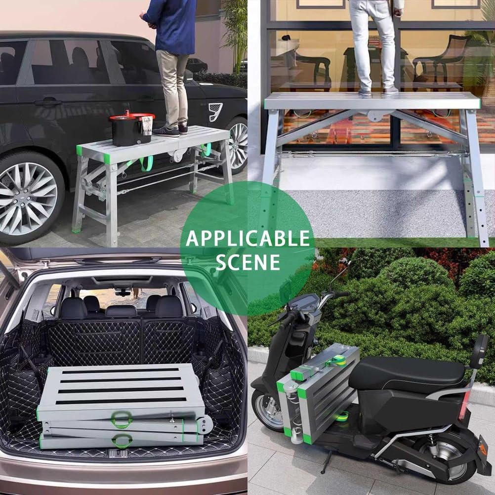Plataforma de andamio plegable antideslizante, 400 kg, altura ajustable