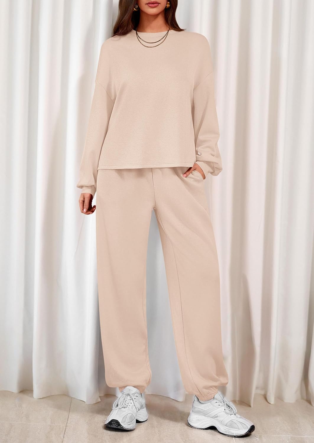 PRETTYGARDEN Women's Two Piece Lounge Sets 2025 Fall Airport Outfits Long Sleeve Pullover Tops Sweatpants Matching Clothing - Image 2