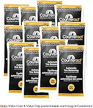 Counteract 14OZ-B12 Centrifugal Force Tire/Wheel Balancing Beads - Off-Road Vehicles, Light Duty Truck Tires, (12) 14oz Balance Bead Bags, (12) Valve Caps and Cores