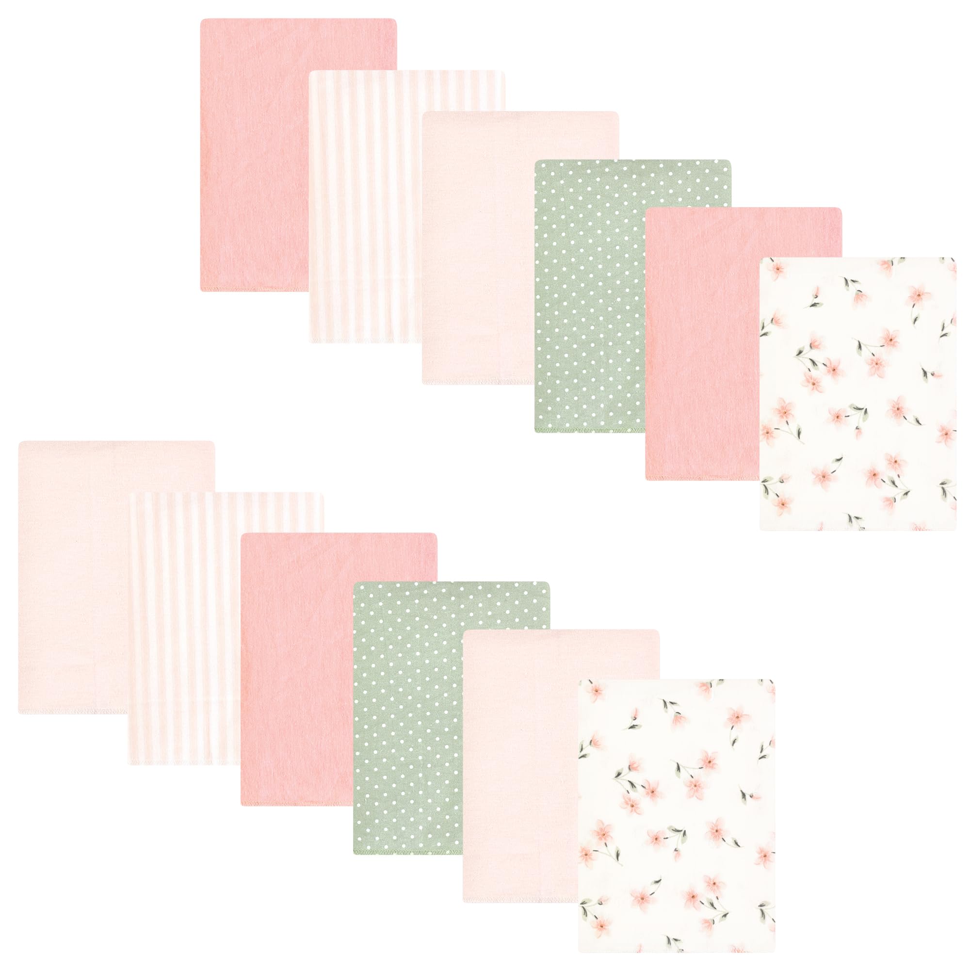 Hudson Baby Unisex Baby Cotton Poly Flannel Burp Cloths Bundle, Pink Dainty Floral, One Size