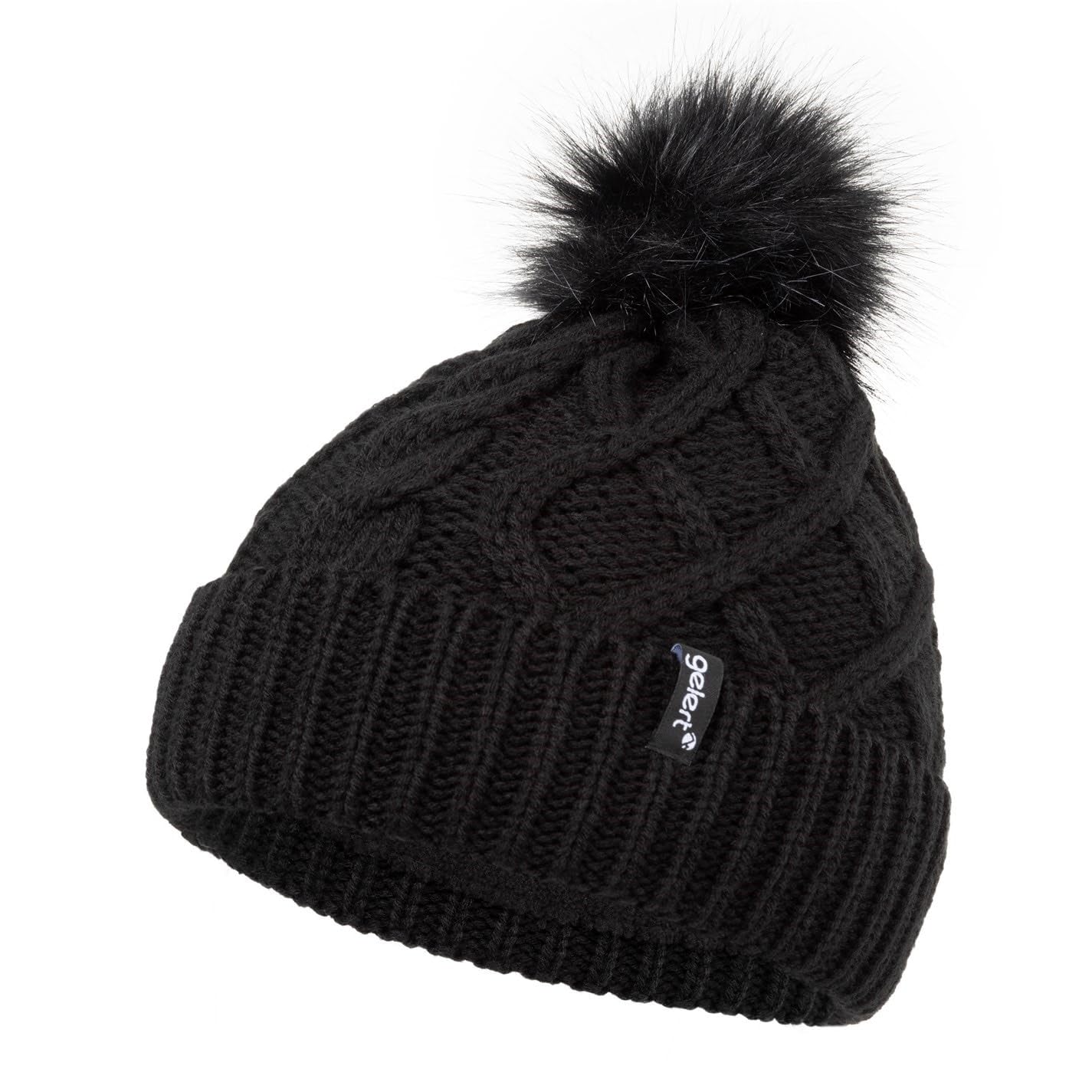 Gelert Womens Cable Knit Beanie Black Ladies