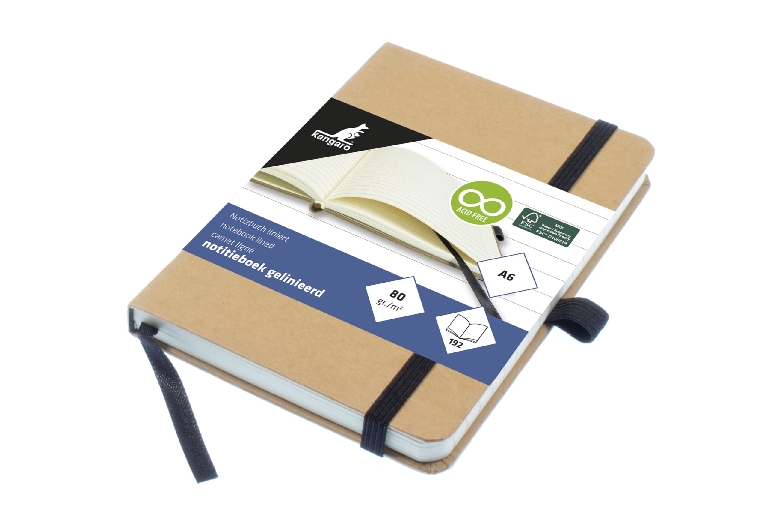 Kangaro Notebook A6 Kraft Ruled HC 96 Sheets 80 g