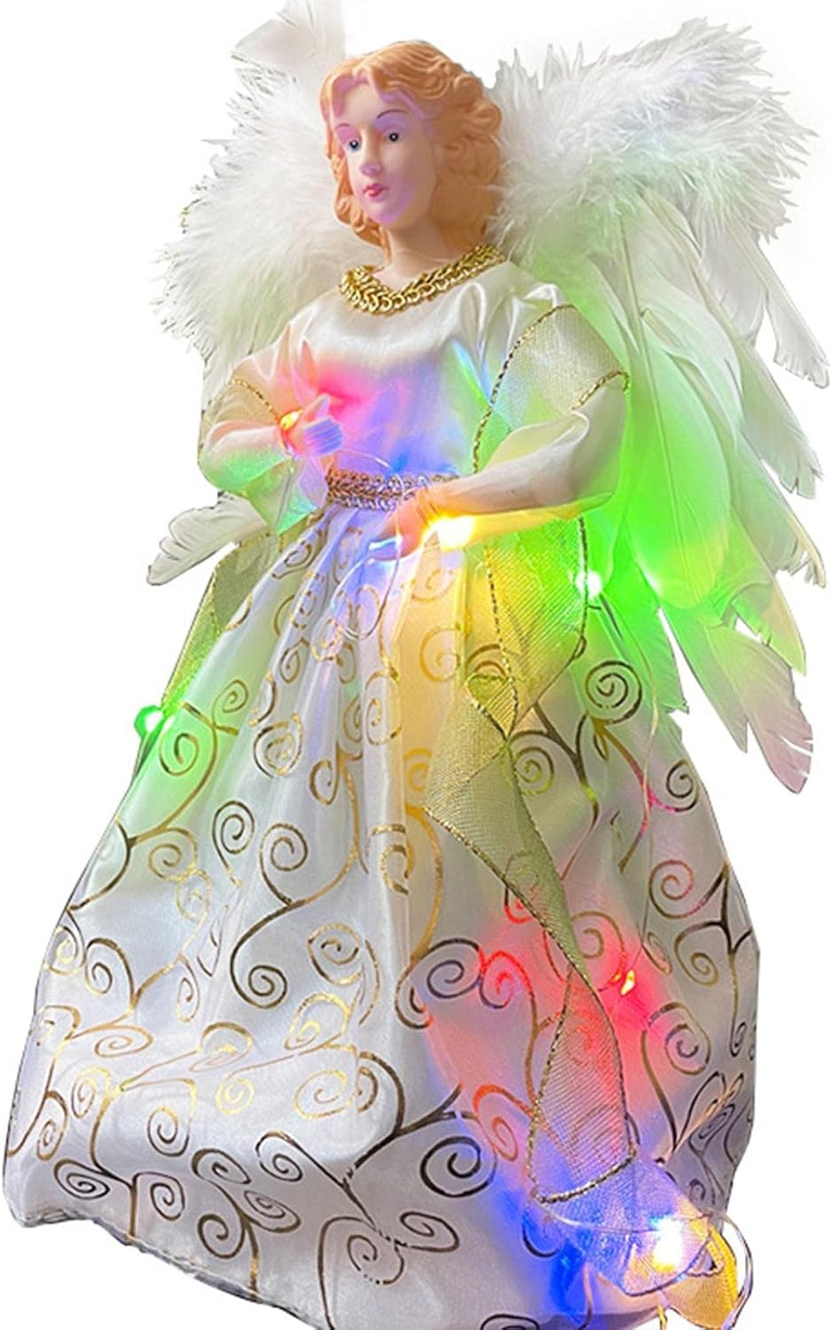 Abonda Angel Tree Topper, Light up Angel Christmas Tree Toppers, Angel Figurine Treetop