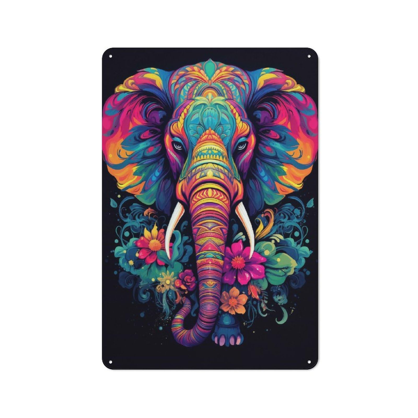 Majestic Elephant Metal Wall Plaque for Halloween Party Room, Bar, Hallway Or Kitchen, Seasonal Gift for Friends And Spooky Decor Lovers, 30x20cm