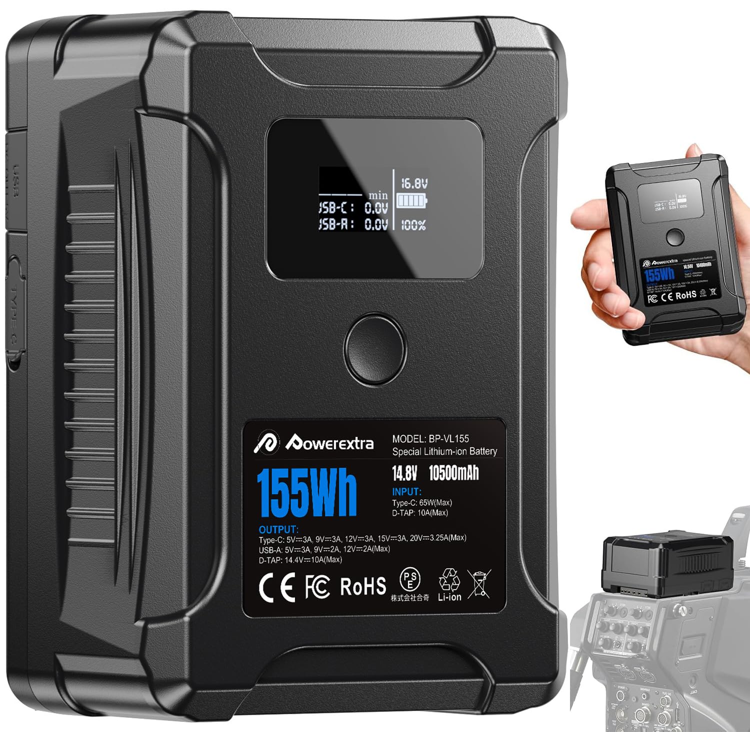 Powerextra V Mount Battery 10400mAh 155Wh 14.54V V Lock Battery