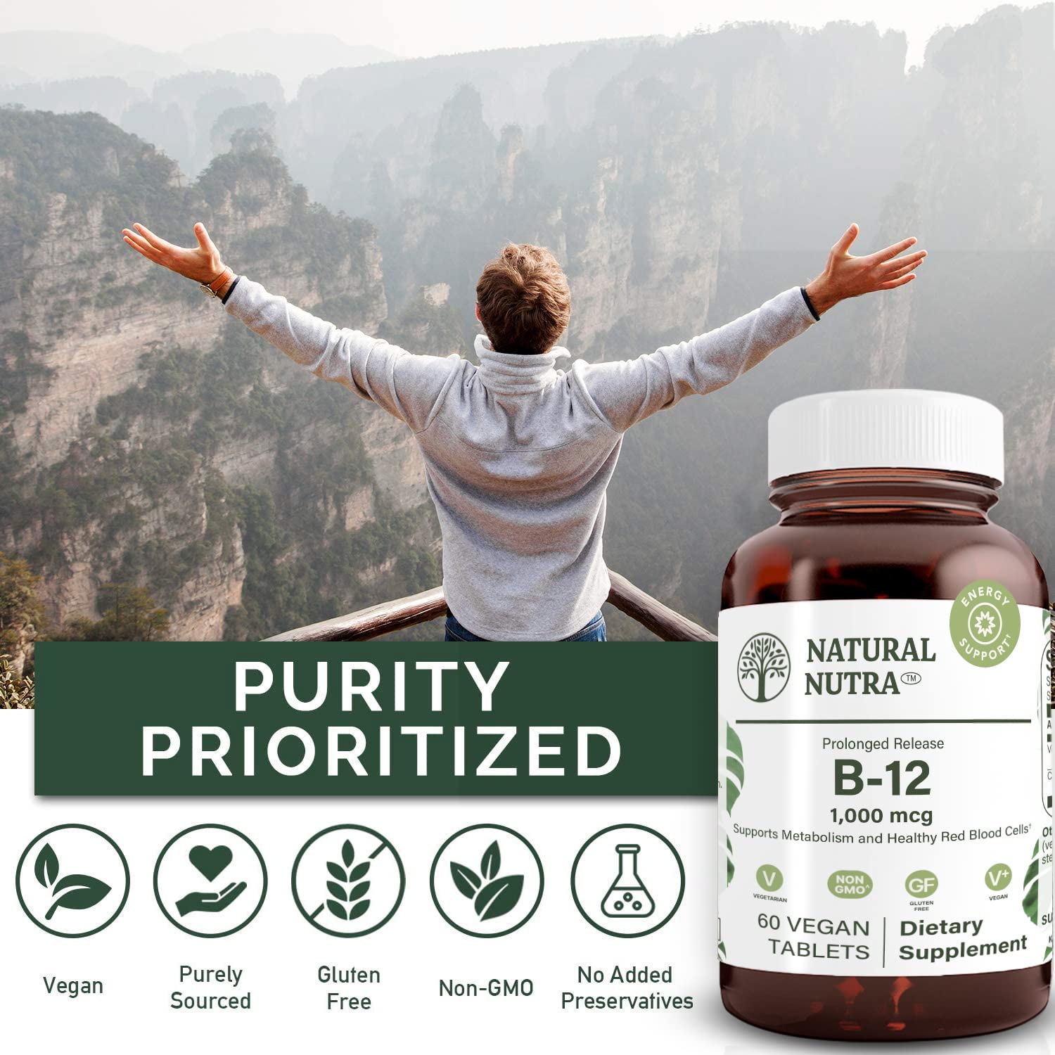 Natural Nutra Vitamin B12 1000 mcg, 60 Vegan Tablets — Amazon image 4