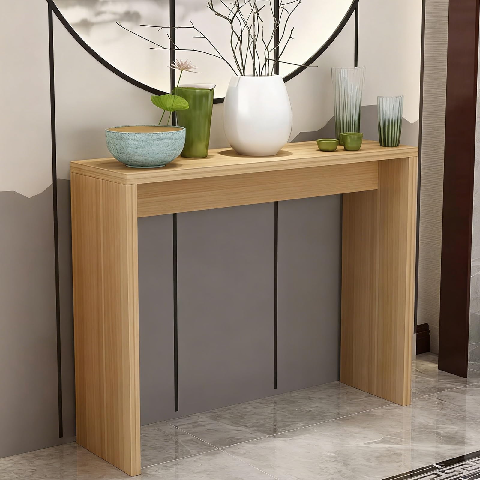 Wąski stolik konsolowy do przedpokoju, prosty, nowoczesny design, grubość 2,5 cm, idealny do salonu, przedpokoju, sypialni