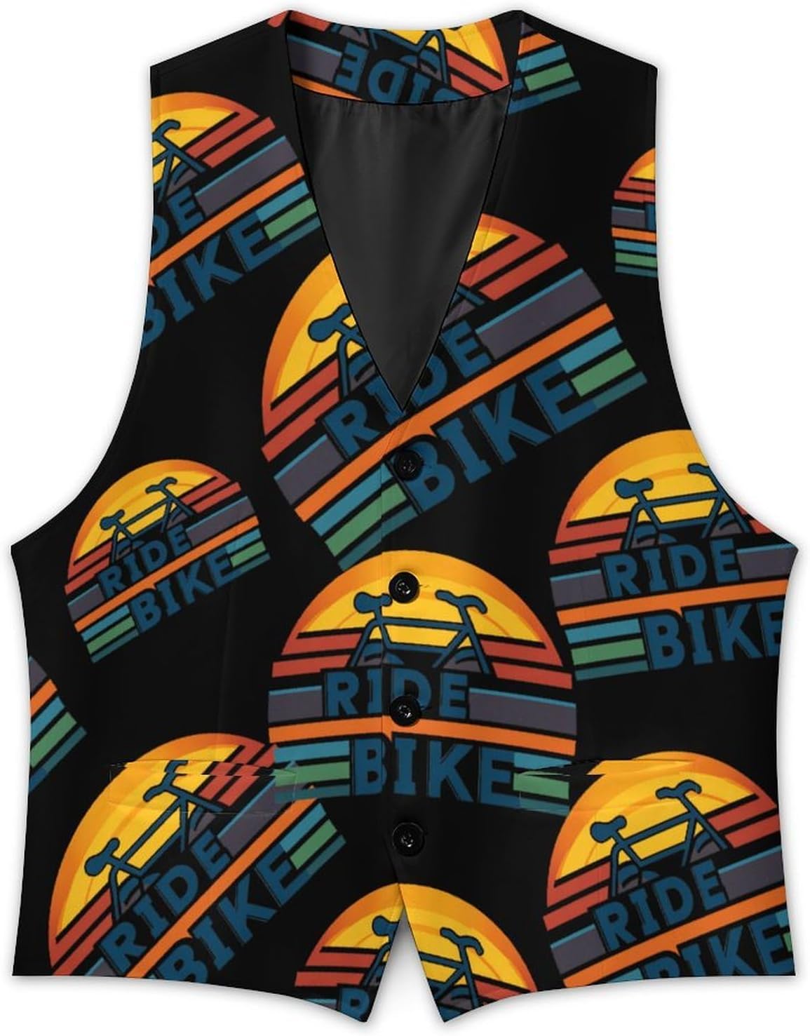 Ride Bike Enjoy Riding Mens Suit Vest Waistcoat Formal Business Dress Tuxedo Wedding