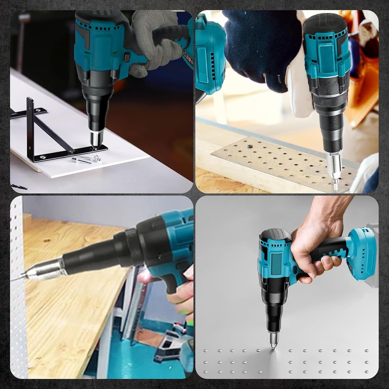 Rivettatrice Elettrica con doppia Batteria 98V 6Ah 250Nm 0-2600/0-3200Giri/min Motore Brushless per Rivetti Ciechi Ø3,2-4,8mm Rivettatrice Portatile con Luce LED