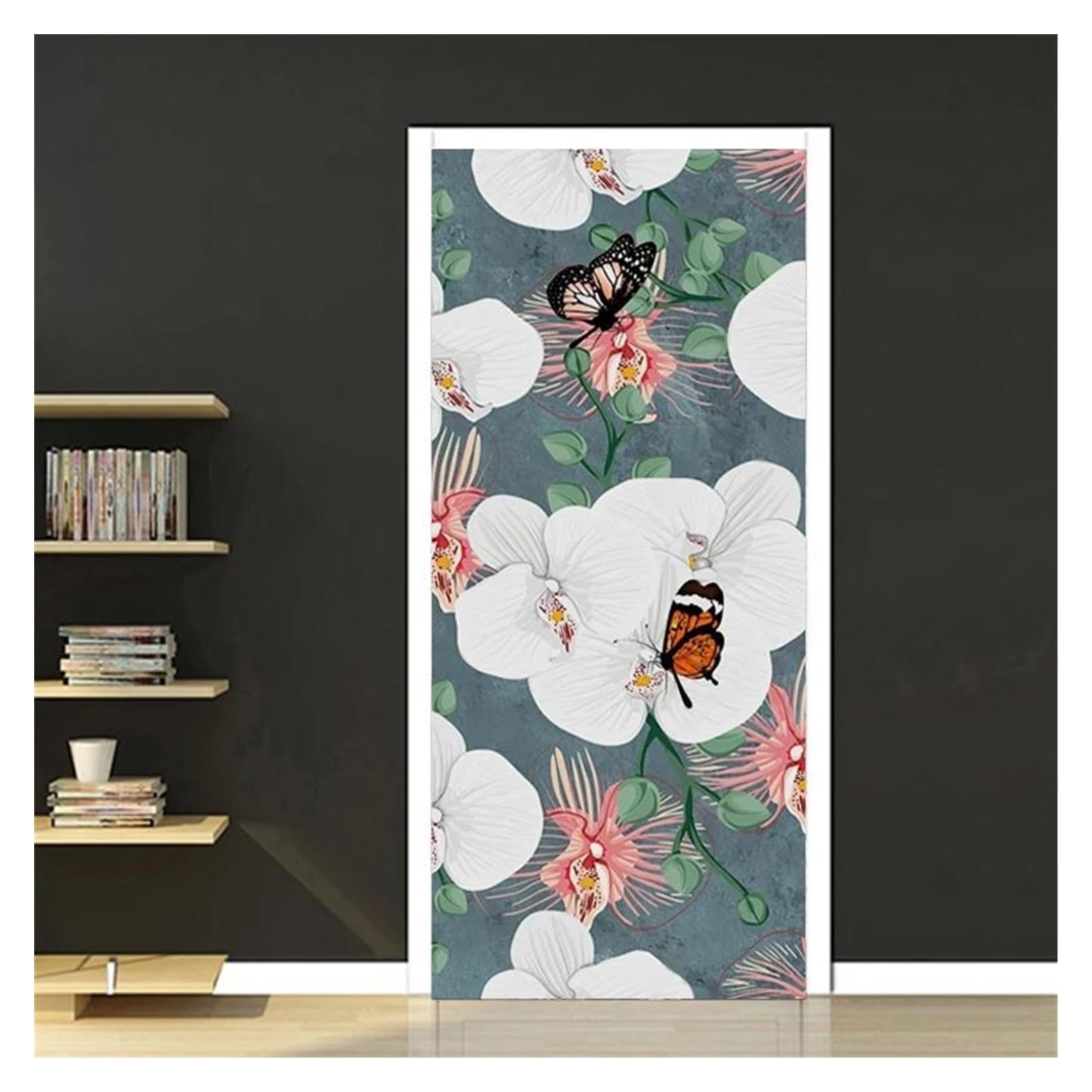 Sticker de porte fleurs et papillons 3D pour créer un salon nature