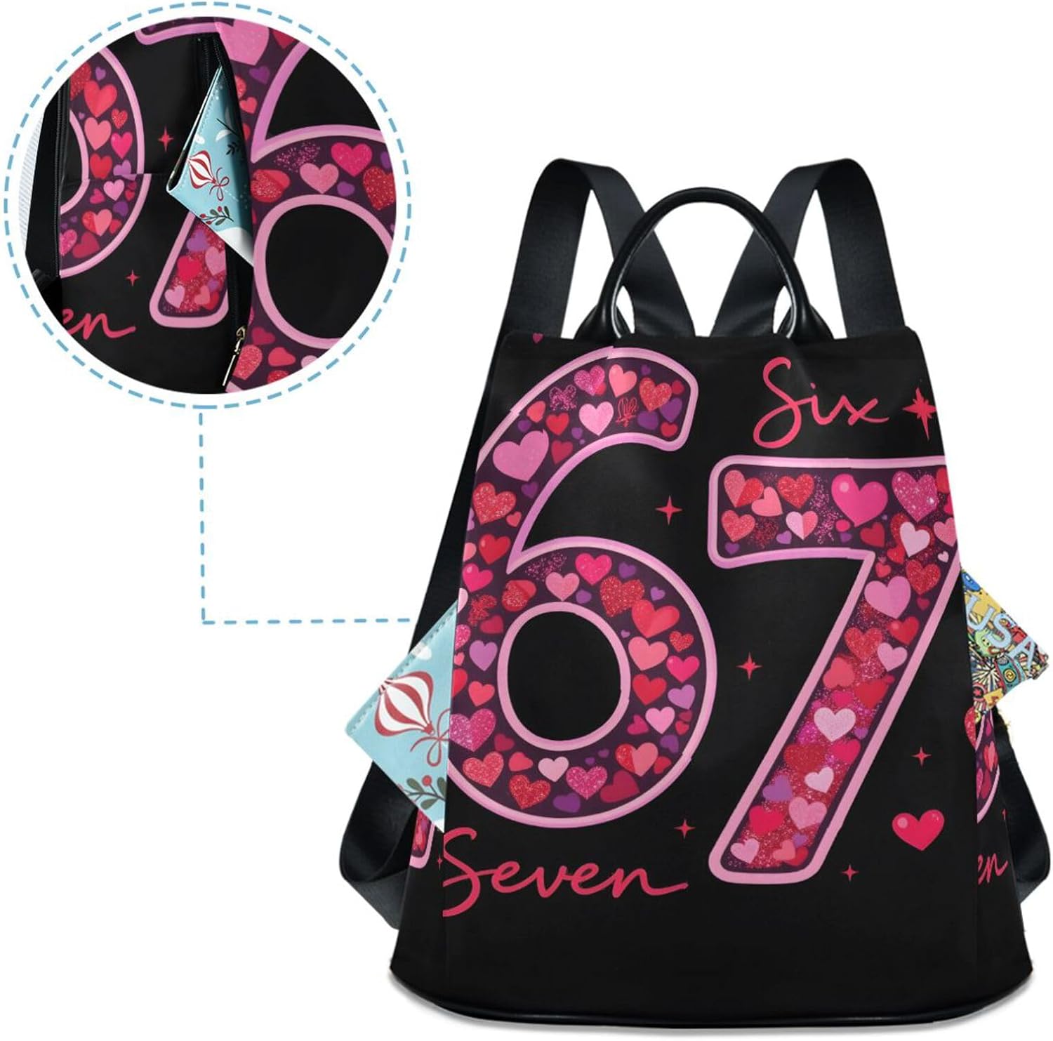 ALAZA 67pink Hearts Backpack Purse for Women Anti Theft Fashion Back Pack Shoulder Bag