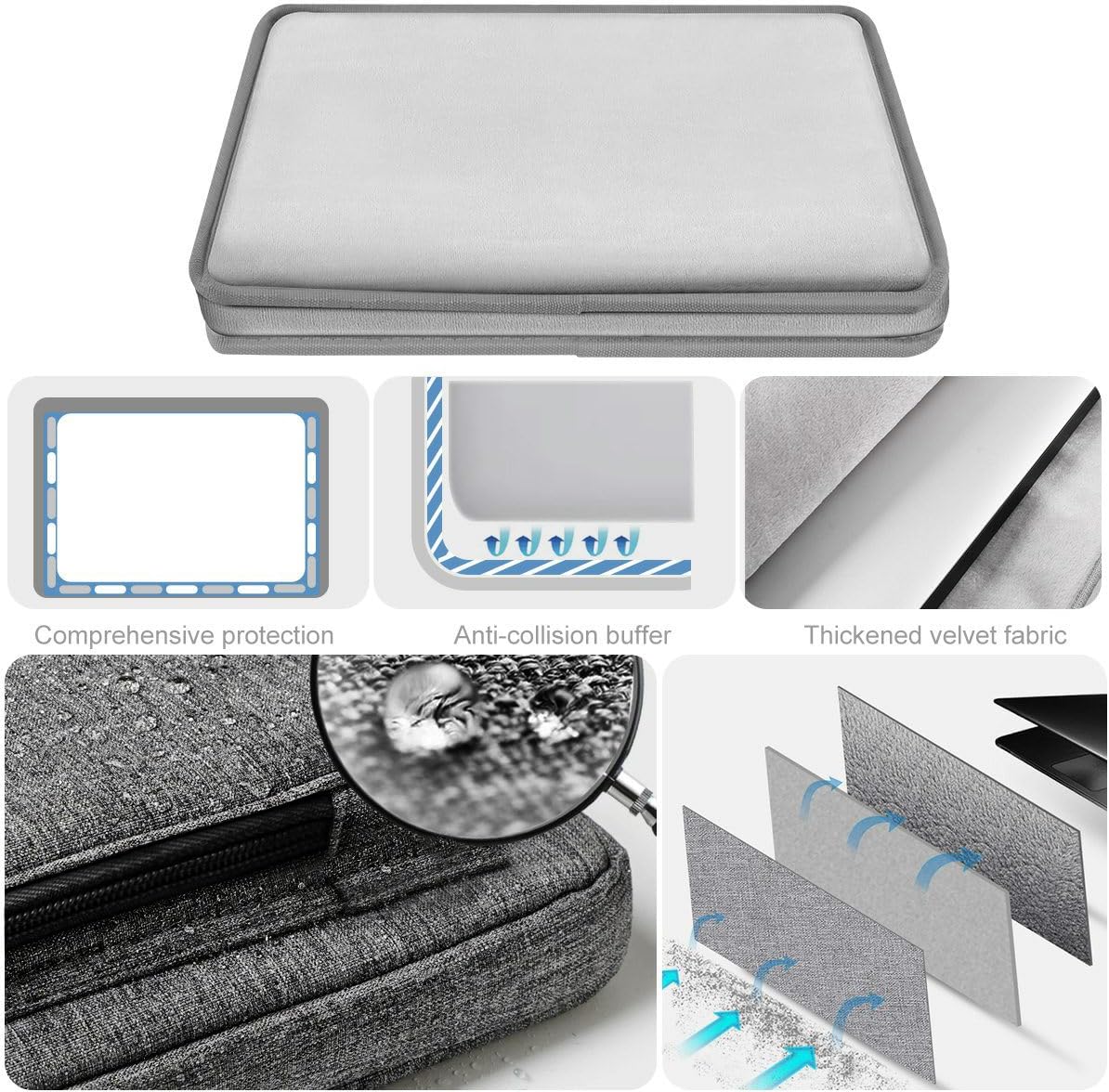 Hseok Laptop Case 15 15.6 16 inches Sleeve with 5 Pockets Compatible with MacBook Pro 16 inch 2025-2019 M4 M3 M2 M1, Mac 15.4" and Most 15-16 inch Notebooks，DG01BK01 - Image 3