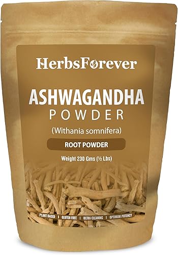 Miniatura 10 de Ashwagandha Polvo  Ginseng indio  Cereza de invierno  Hepls en alivio del estrés y salud muscular  Sin OMG, orgánico, vegano  454 GMS