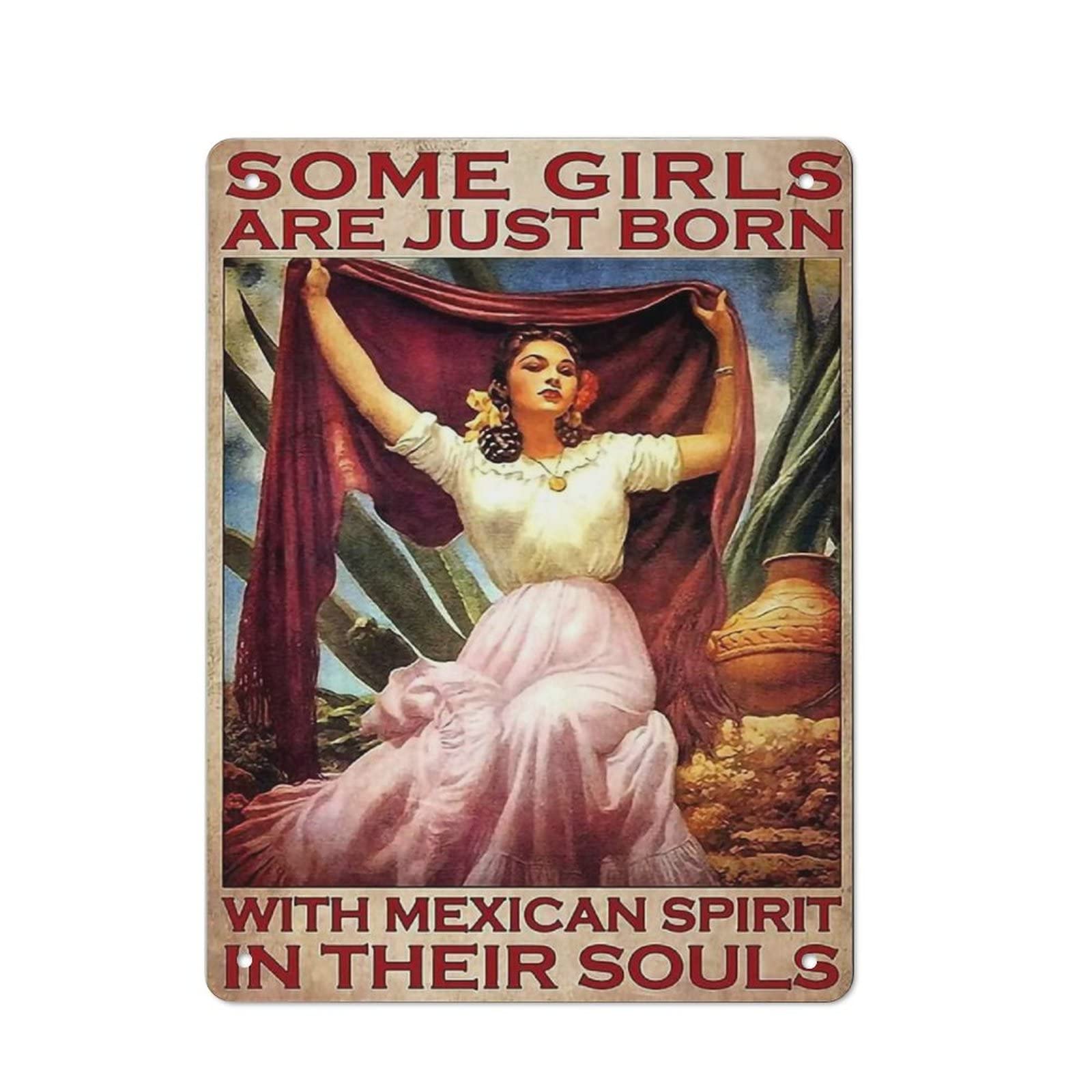AOOEDM With Mexican Spirt In Their Souls Wall Metal Tin Sign for Home Bar Pub Kitchen Wall Art Deocr Man Cave Vintage Metal Sign Poster Plaque Signs Quotes Sign